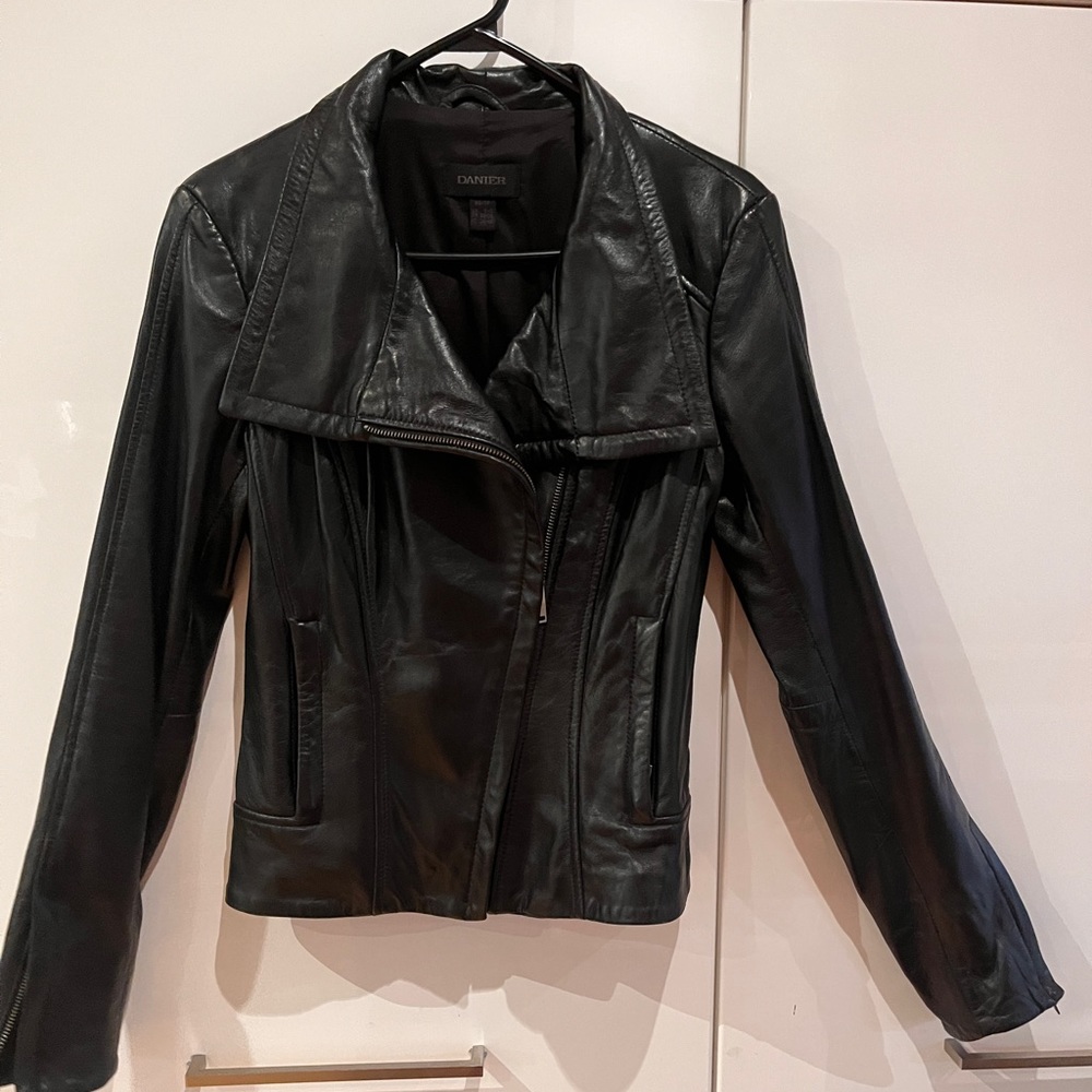 Asymmetrical Danier leather jacket, size XS, barely worn